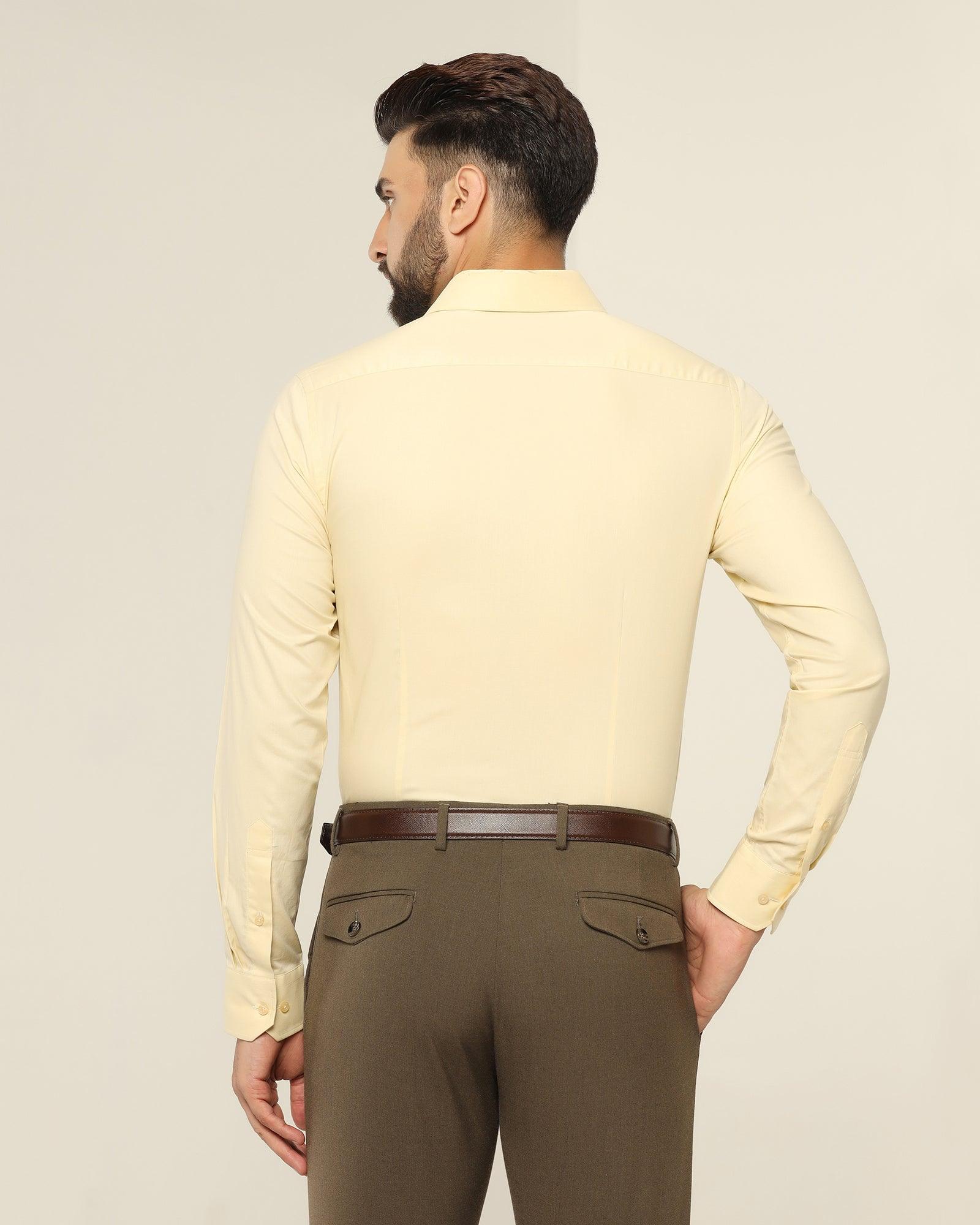 Otto green solid design & patch pocket full-sleeve dupion slub relax-fit  formal shirt